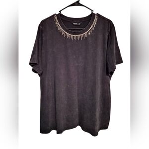 Simply Vera Vera Wang Charcoal Tee with  rhinestone embellishments Detailing